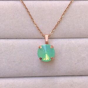 Pacific Opal + Rose Gold Rivoli Crystal Drop Necklace